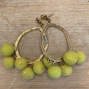 Gold and Green Dangle Earrings